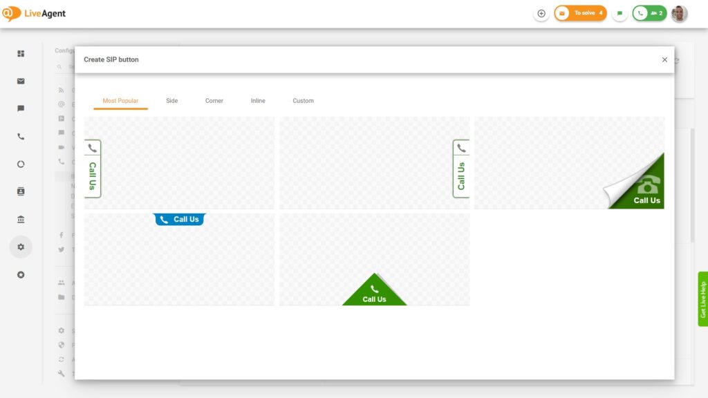 Galeria przycisków połączenia