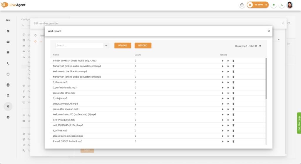callback set up IVR messages