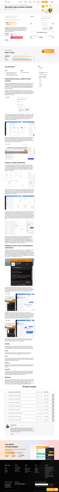 Rozważasz użycie LiveChat do obsługi Twojego czatu na żywo? Zapoznaj się z naszą recenzją i sprawdź, jak oprogramowanie wypadło w naszych ogólnych testach.