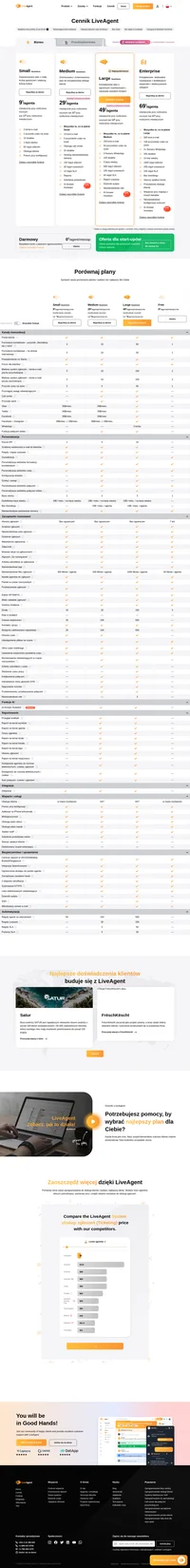 Plany LiveAgent rozpoczynają się od 15$ za agenta miesięcznie i obejmują obsługę zgłoszeń e-mailowych, czat na żywo, bazę wiedzy i więcej. Wszystkie funkcje są dostępne za 69$ za agenta miesięcznie.