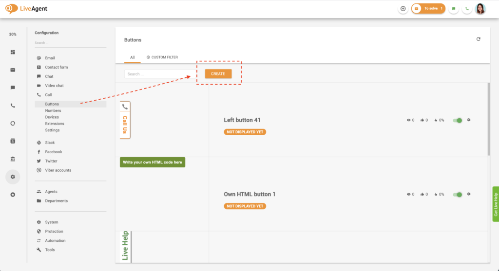 tworzenie przycisku połączenia w LiveAgent