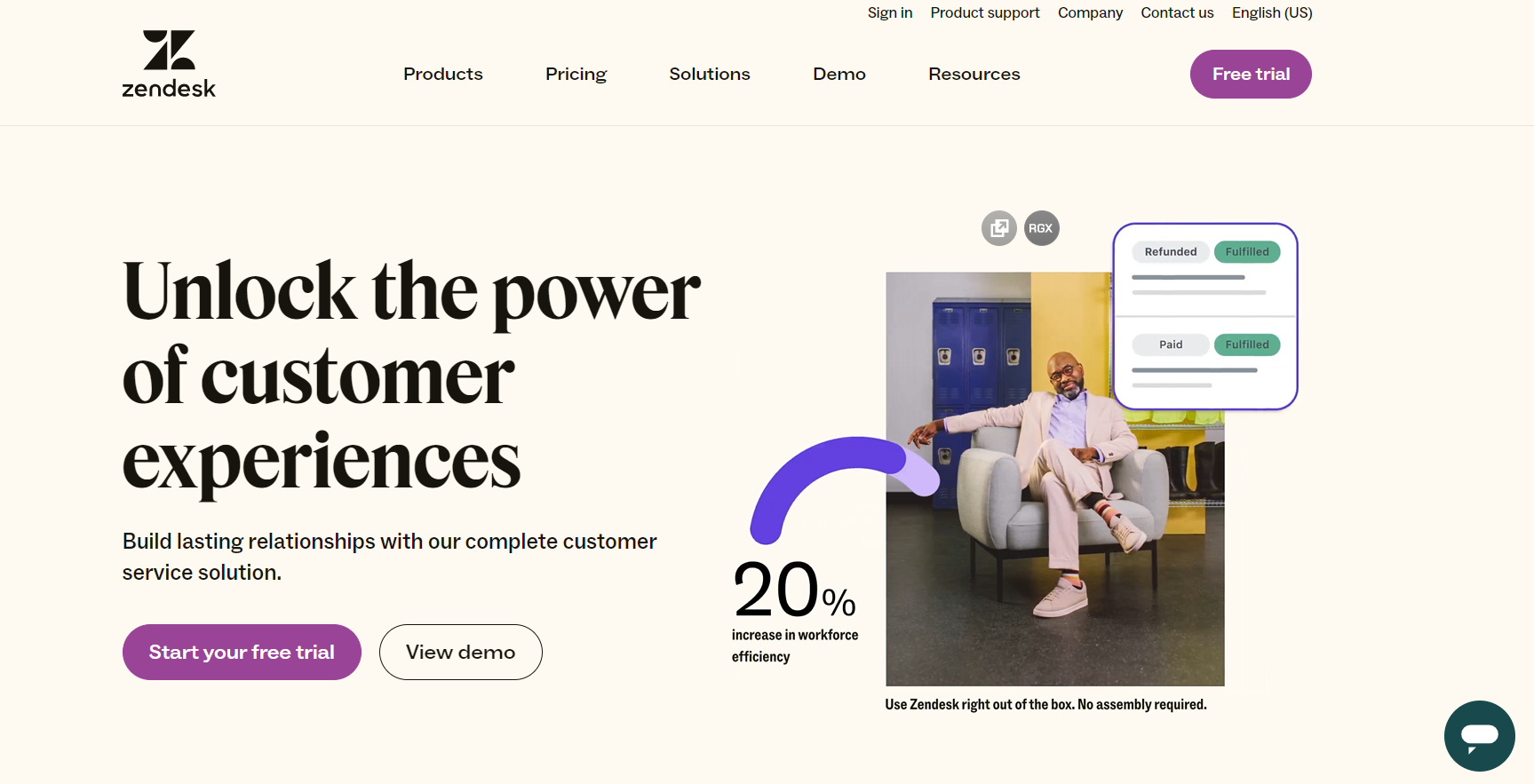 Zendesk Call Center software homepage