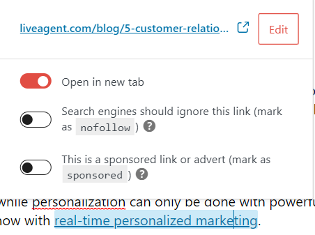 Przykład linku wewnętrznego Liveagent