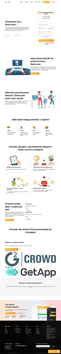 LiveAgent oferuje darmowe przeniesienie danych z Desk.com do LiveAgent. Odkryj ponad 179 funkcji i ponad 40 integracji oprogramowania obsługi klienta z LiveAgent.