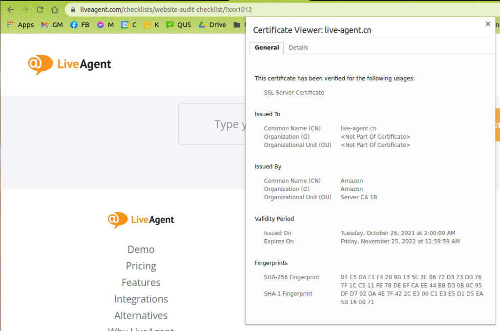 Przykład certyfikatu SSL